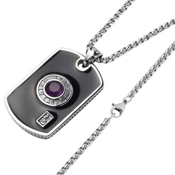 Other - 💜NWOT💜 Unisex Genuine Amethyst Dog Tag Necklace With 24” Chain